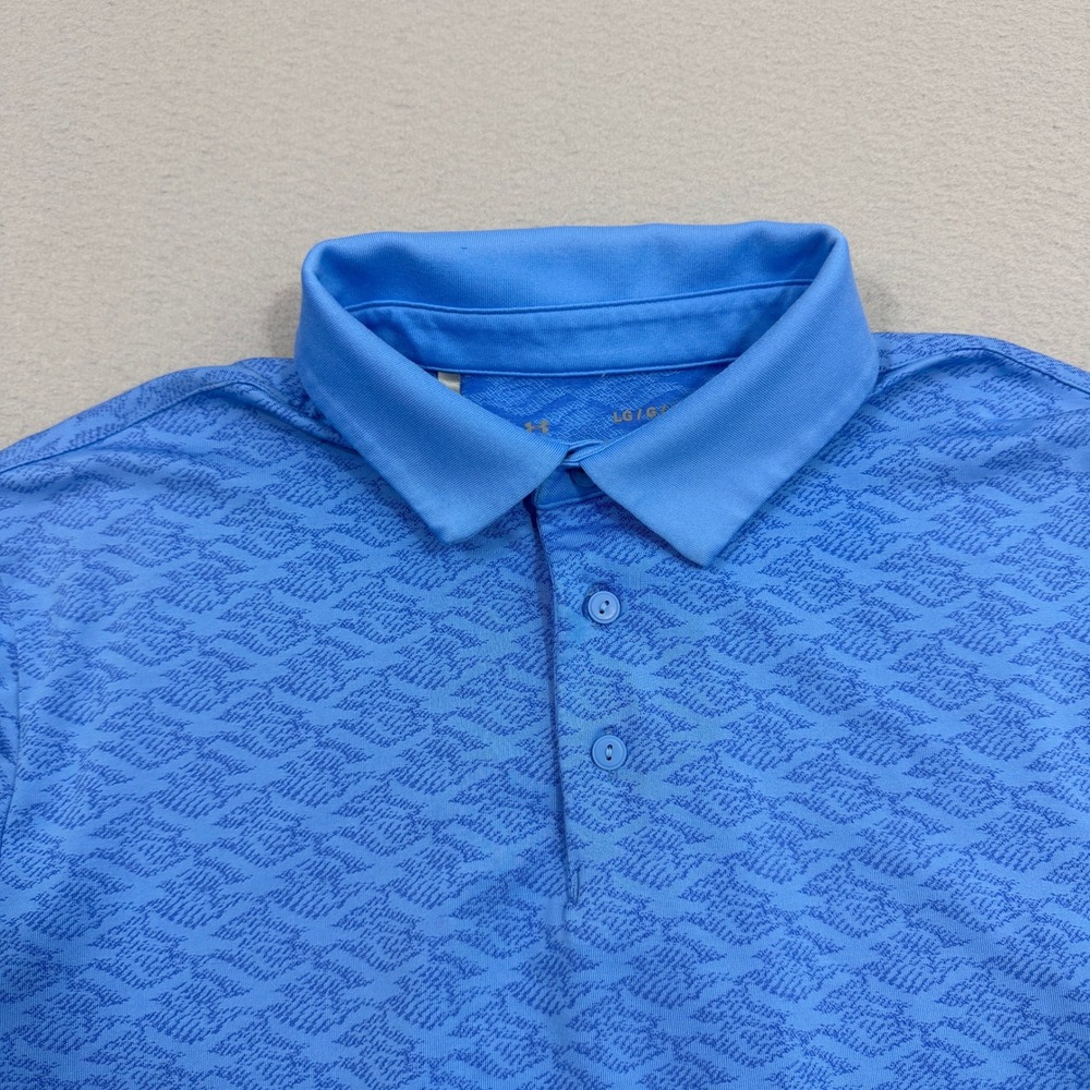 Under Armour Polo Mens Large Blue The Playoff Polo Short Sleeve All Over Pattern